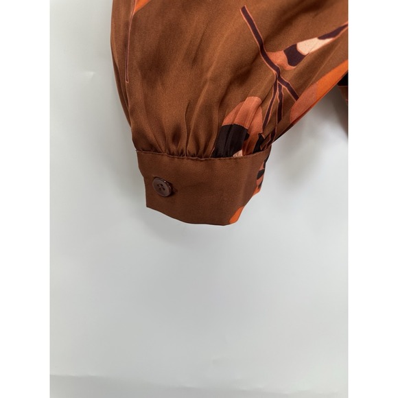 DR2 Daniel Rainn Ladies Size XL Orange  Floral Button Up Tie Front Blouse Classy - Picture 8 of 11